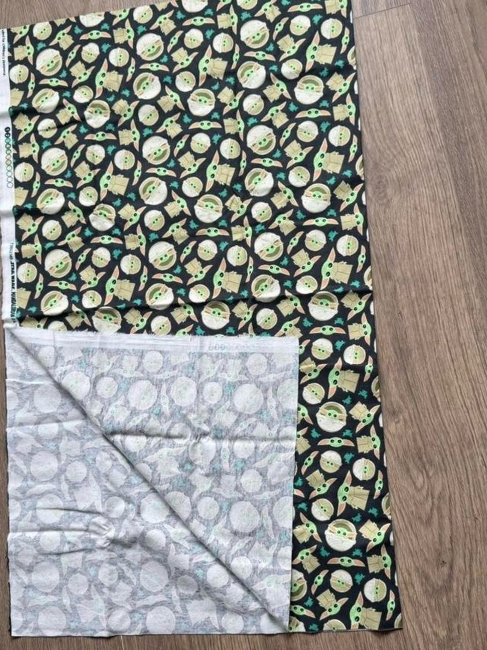 Baby Yoda / Grogu Black Pattern Cotton Fabric